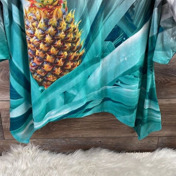 Sun Bay Womens Pineapple Tunic Asymmetrical Hemline,Size 2X,Gray and Multicolor - Picture 6 of 7